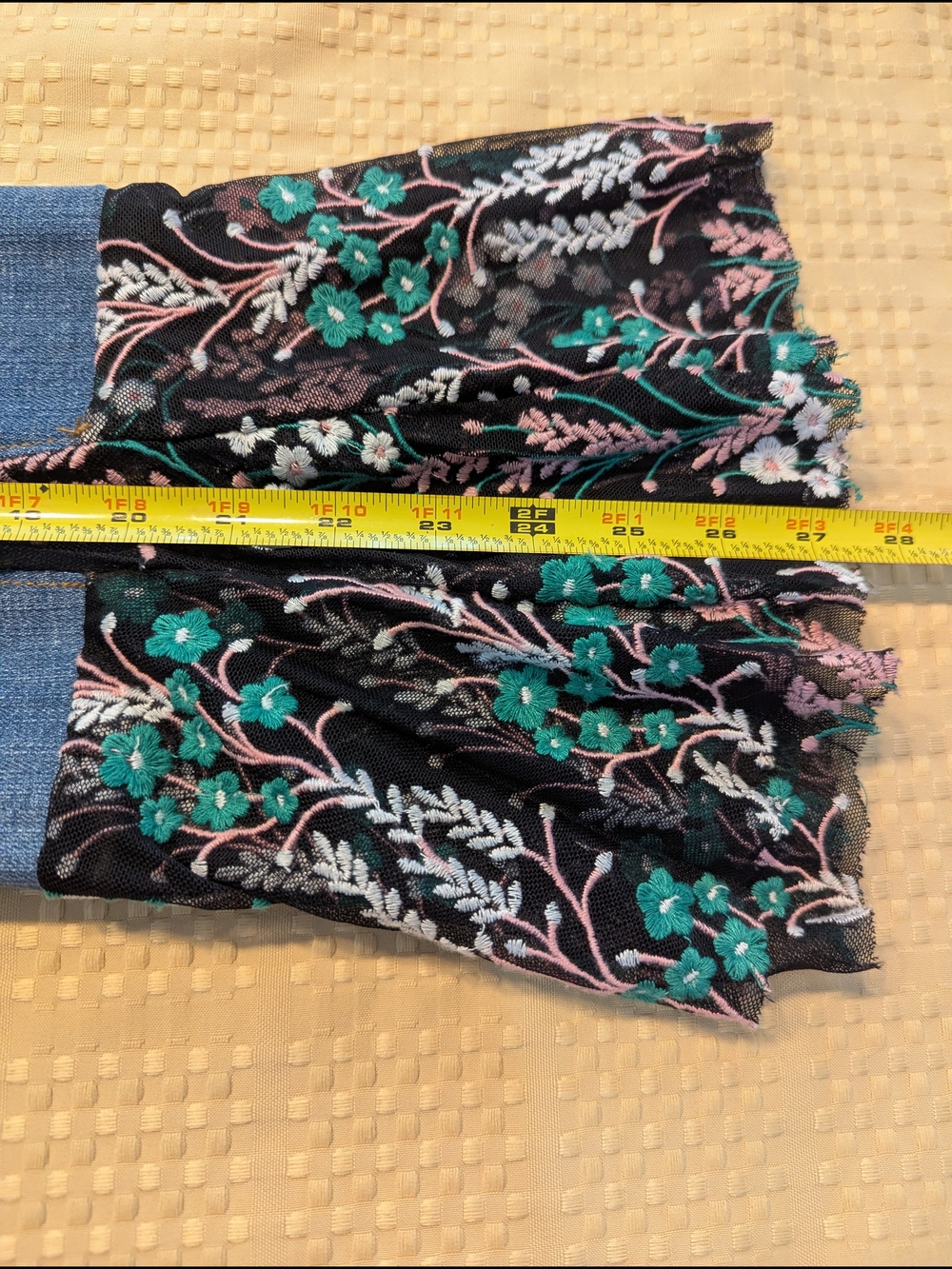 Pilcro and the Letterpress Blue Jeans with Floral Bootcut Hem - Picture 6 of 8